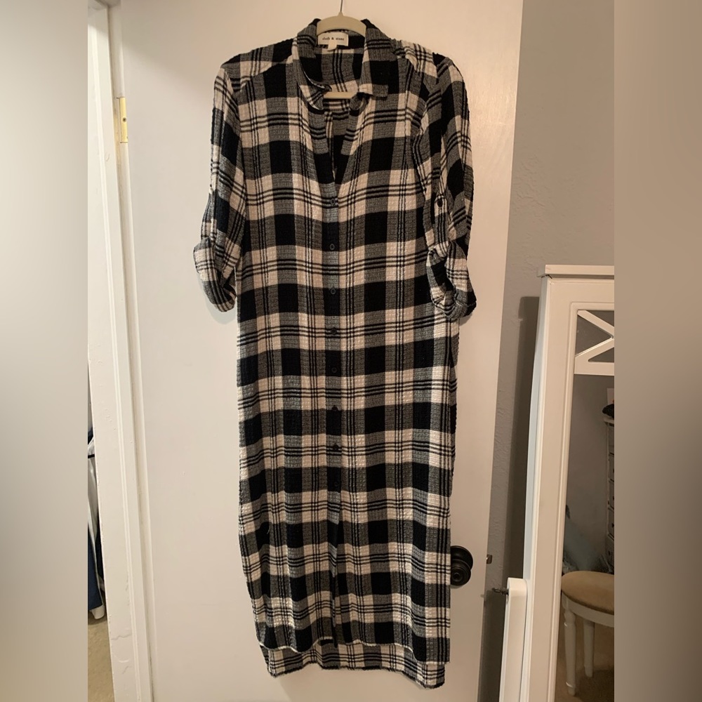 Cloth and Stone black and white plaid midi dress